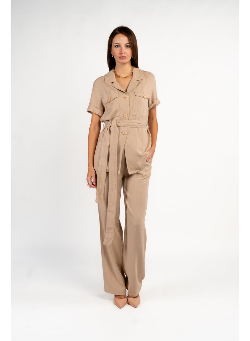 Fashonara Linen Beige Co-Ord Set - Image 3
