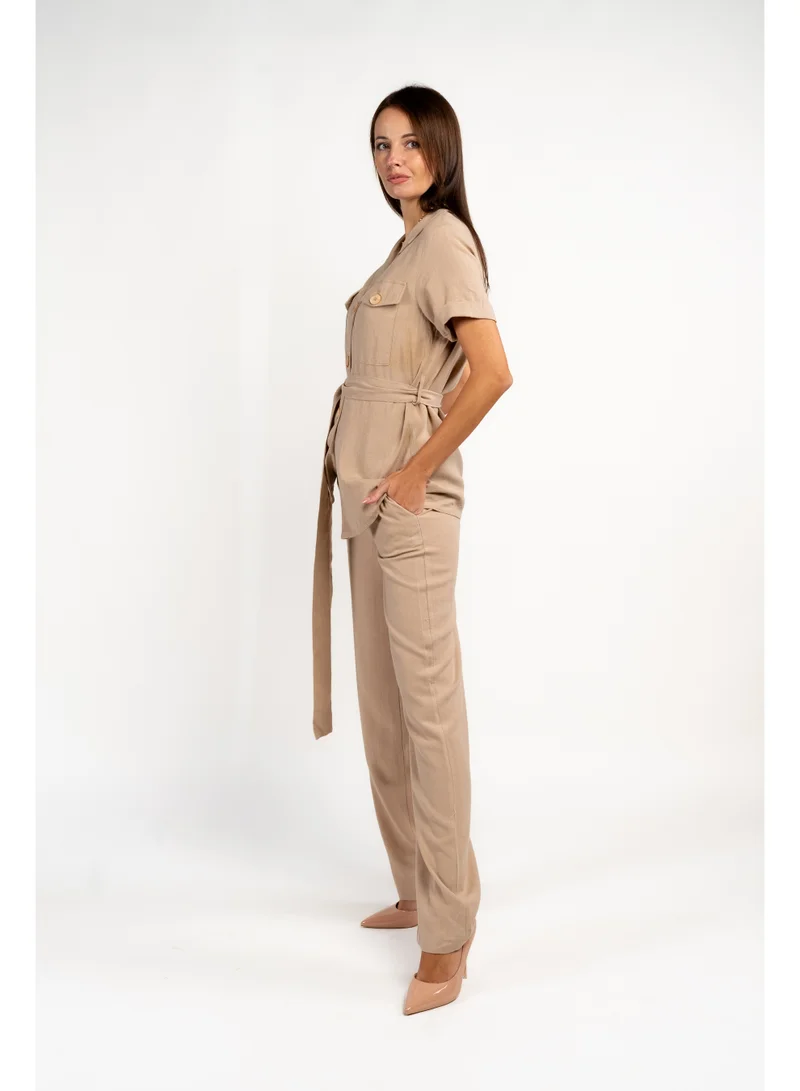Fashonara  Linen Beige Co-Ord Set for Women | Best Price UAE