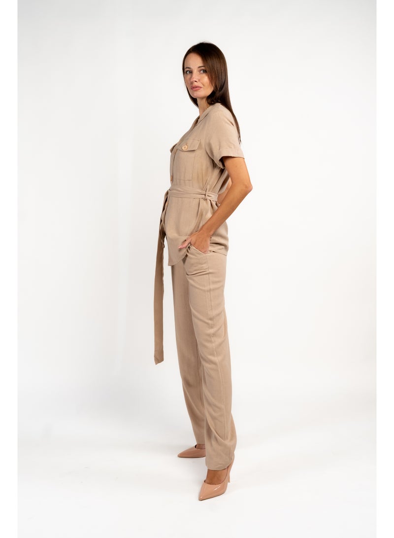 Fashonara Linen Beige Co-Ord Set - Image 5