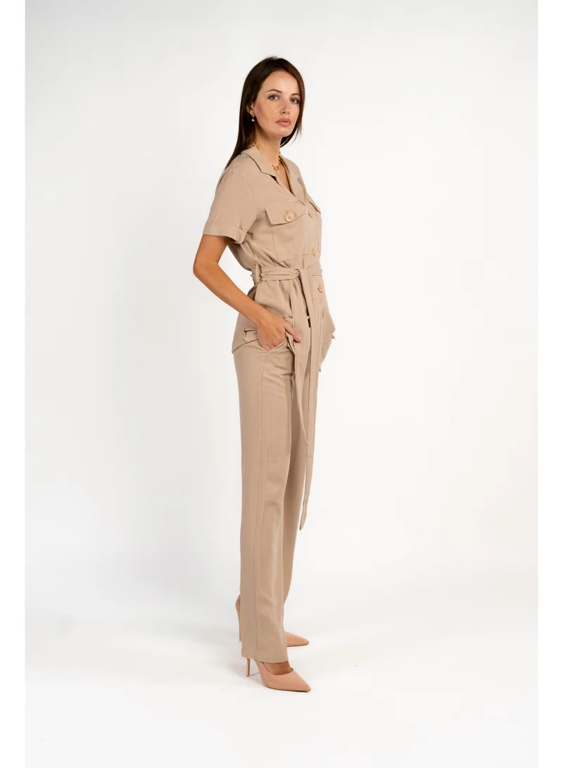 Fashonara  Linen Beige Co-Ord Set for Women | Best Price UAE
