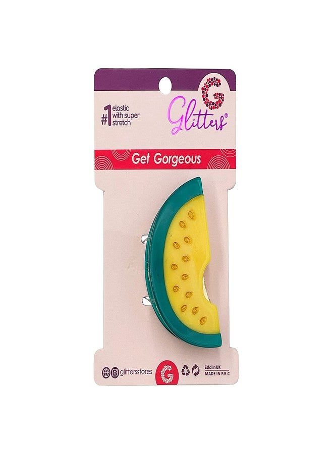 GLITTERS® Beautiful Stylish Large Melon Claw Hairclip, Ponytail Claw Hairpin Holding for Girls and Women (Yellow) - Image 2