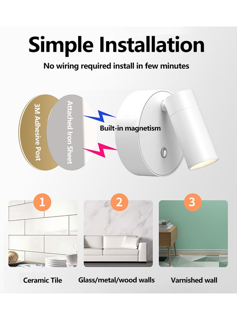 Excefore Wireless SpotLights Indoor with Remote Magnetic Bedside Reading Wireless Spotlight Battery Operated Neutral Light 4000K 3 Color Dimmable Stick on Wall Light for Plant Artwork, Reading Black  - Image 2