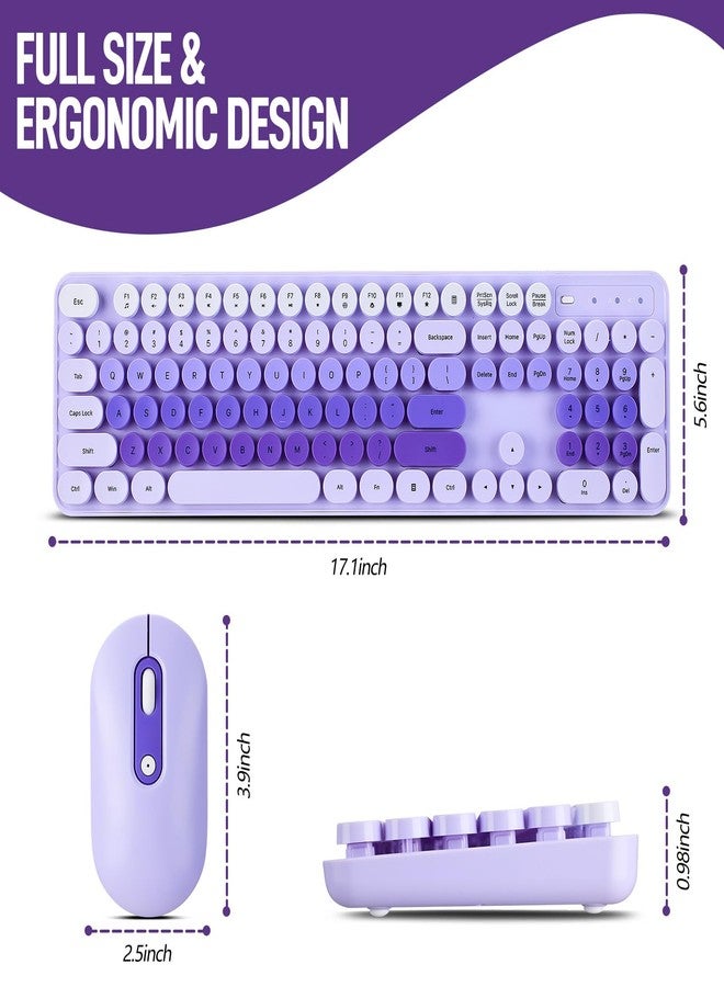 Guiheng Wireless Keyboard and Mouse Combo, Full Size Compact Quiet Wireless Keyboard and Mouse Set 2.4G Ultra-Thin Sleek Design for Windows, Desktop, PC, Notebook, Laptop,Round Keys Purple Mixed Punk Color - Image 4