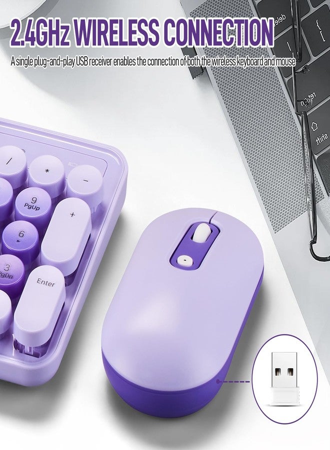 Guiheng Wireless Keyboard and Mouse Combo, Full Size Compact Quiet Wireless Keyboard and Mouse Set 2.4G Ultra-Thin Sleek Design for Windows, Desktop, PC, Notebook, Laptop,Round Keys Purple Mixed Punk Color - Image 5