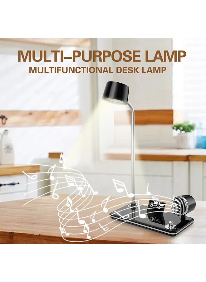 Desk Lamp,4 in 1 Smart LED Table Lamp with Wireless Charger,3 Adjustable Color Temperature,Touch Control Desk Lamp with Bluetooth Speaker,Eye Protection Lamp for Home Office