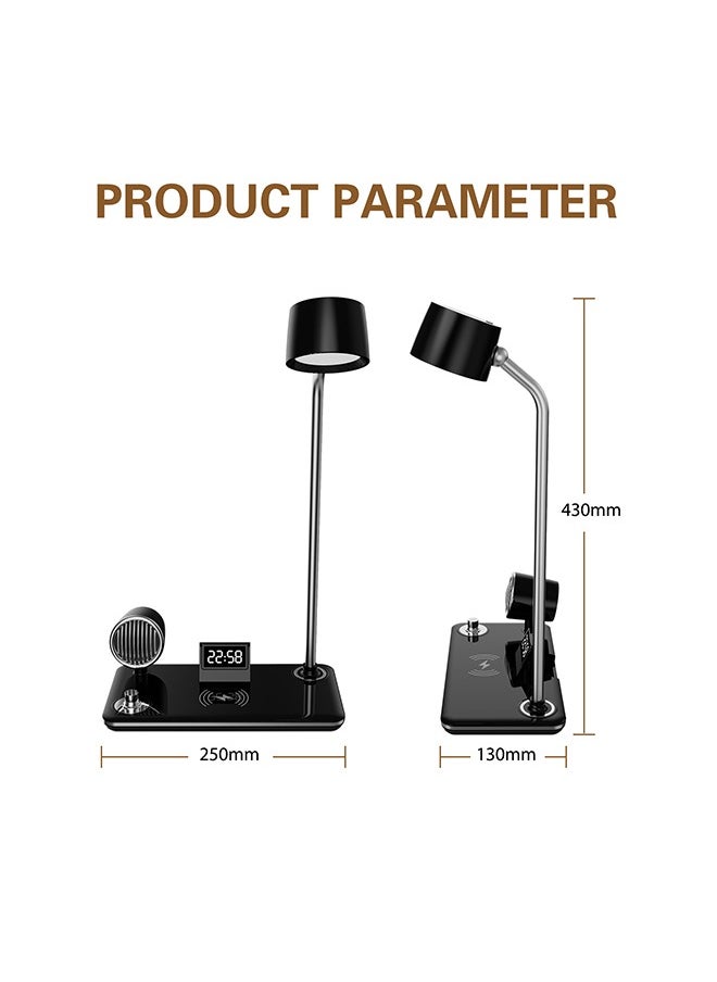 Desk Lamp,4 in 1 Smart LED Table Lamp with Wireless Charger,3 Adjustable Color Temperature,Touch Control Desk Lamp with Bluetooth Speaker,Eye Protection Lamp for Home Office