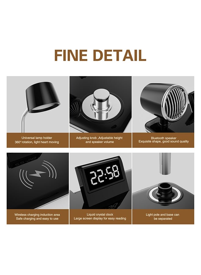 Desk Lamp,4 in 1 Smart LED Table Lamp with Wireless Charger,3 Adjustable Color Temperature,Touch Control Desk Lamp with Bluetooth Speaker,Eye Protection Lamp for Home Office