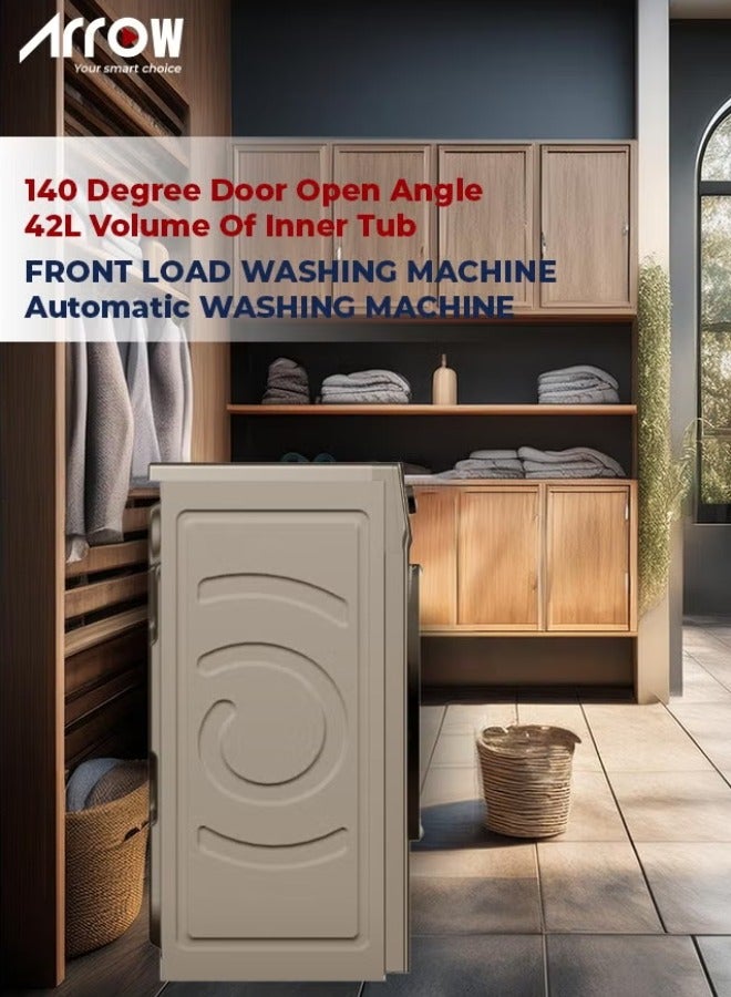 Arrow 6kg Front Loading Automatic Washing Machine - 1000 RPM Max Spin Speed - 16 Programs - Dark Silver - Automatic Balance System - Child Safety Lock Fault Check LED Display - RO-07FWTS-01 - Image 4