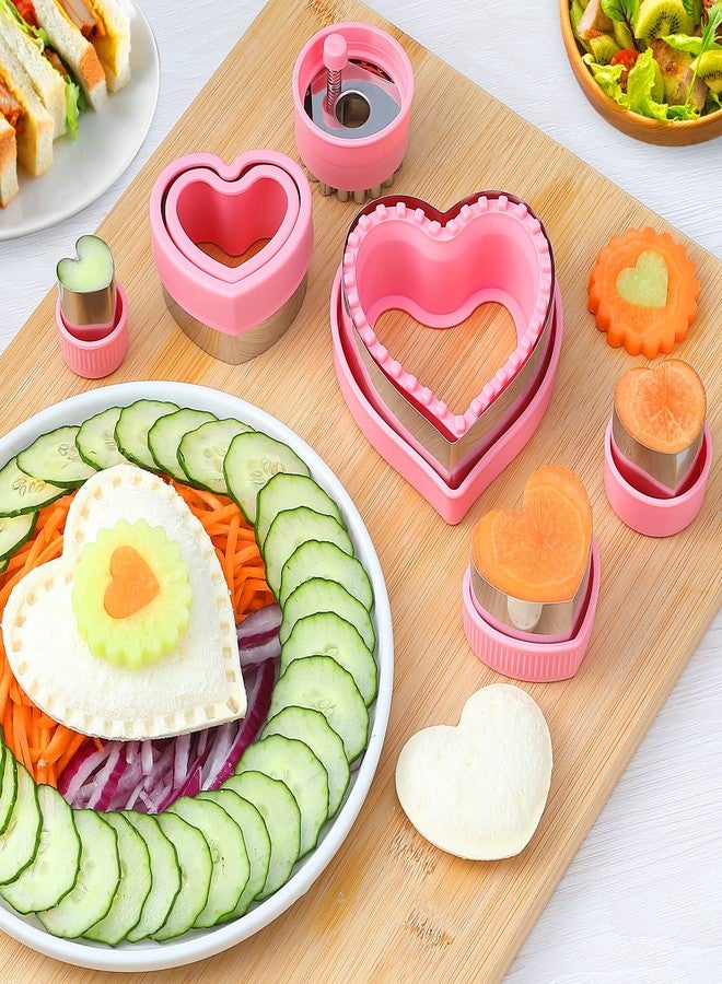 BakingWorld Heart Cookie Cutter Set, 6 Pcs Valentines Day Cookie Cutters, Sandwich Cutter and Sealer,Heart Shaped Cookie Cutter for Biscuits Cakes Fruit and Sandwiches - Image 2