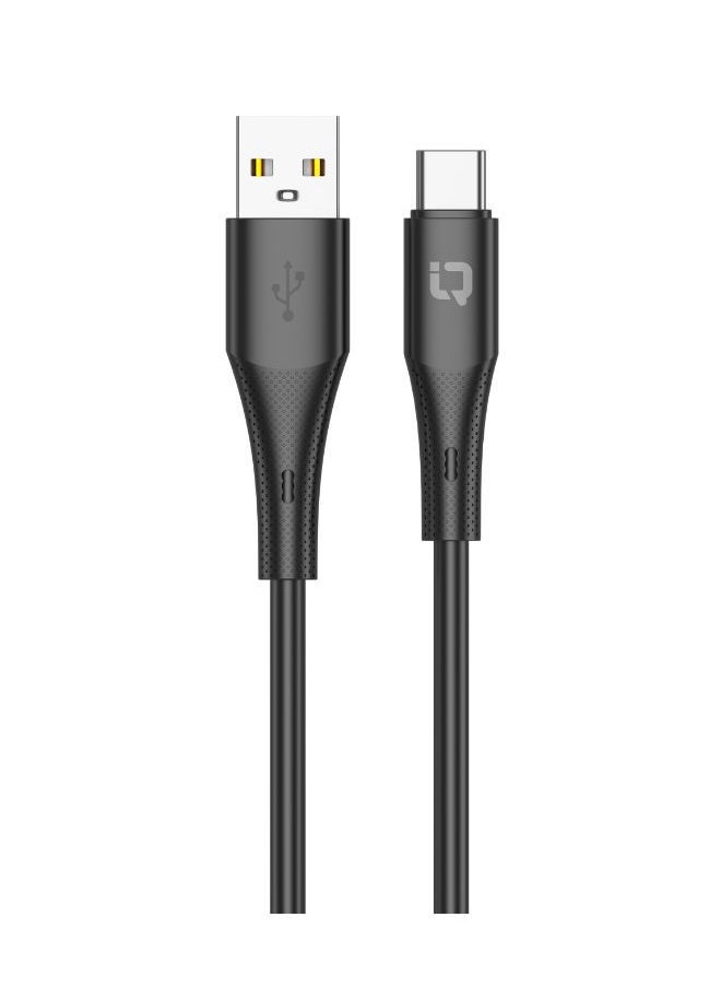 IQ TOUCH IQ TOUCH 1M USB-A to USB-C Charging Cable | 65W Fast Charge, Durable Braided & Aluminum Build, 480Mbps Data Transfer, Tangle-Free, Overcharge Protection, Black, NANOFLEX-Si-C  - Image 1