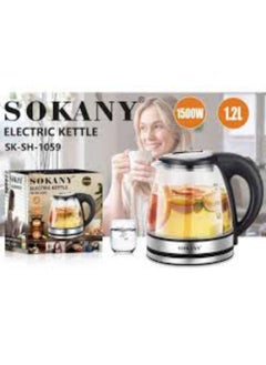 سوكاني غلاية كهربائية زجاج/بيركس سعة 1.2 لتر - 1500 وات (SK-SH-1059)  - Image 1