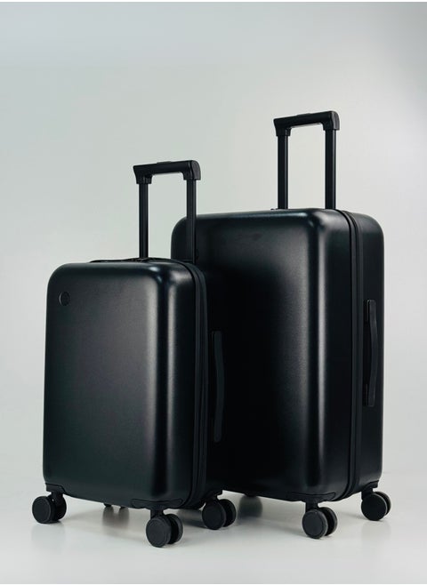 2-Piece PP Luggage Set – Lightweight Polypropylene Fashion Trolley Luggage Unbreakable Hard Shell with TSA Lock, Safe Security Zipper, 2 Protection Cover and 4 Quiet 360° Double Spinner Wheels – Cabin And Medium Checked Suitcases - 22" / 26" - Black