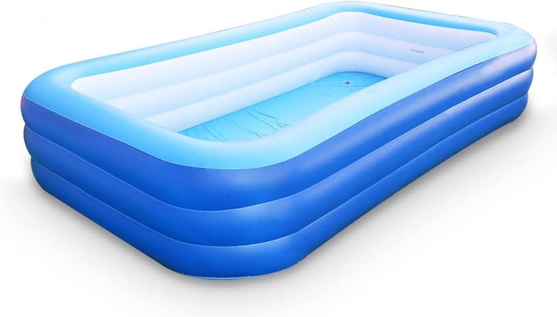 XFlated Inflatable Swimming Pools, 118" X 66" X 21" Full-Size Inflatable Pool for Kids and Adults, Durable Family Lounge Pool, Kiddie Pool for Backyard, Garden or Indoor (Blue) - Image 1