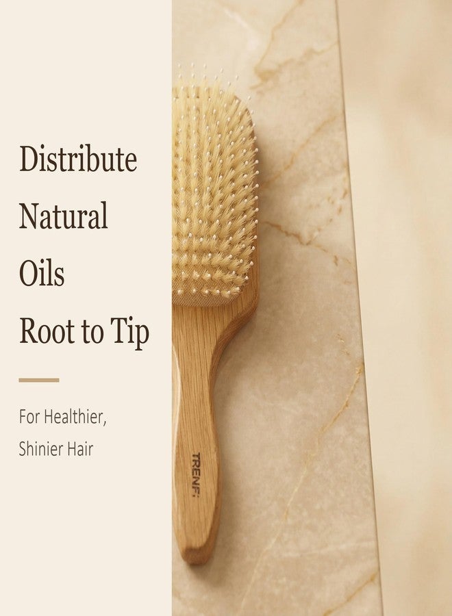 TRENFI Boar and Nylon Bristle Paddle Hair Brush Red Oak - Image 5