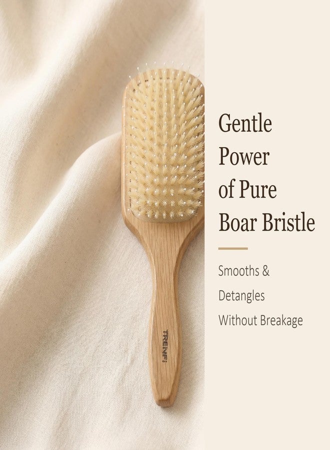 TRENFI Boar and Nylon Bristle Paddle Hair Brush Red Oak - Image 3