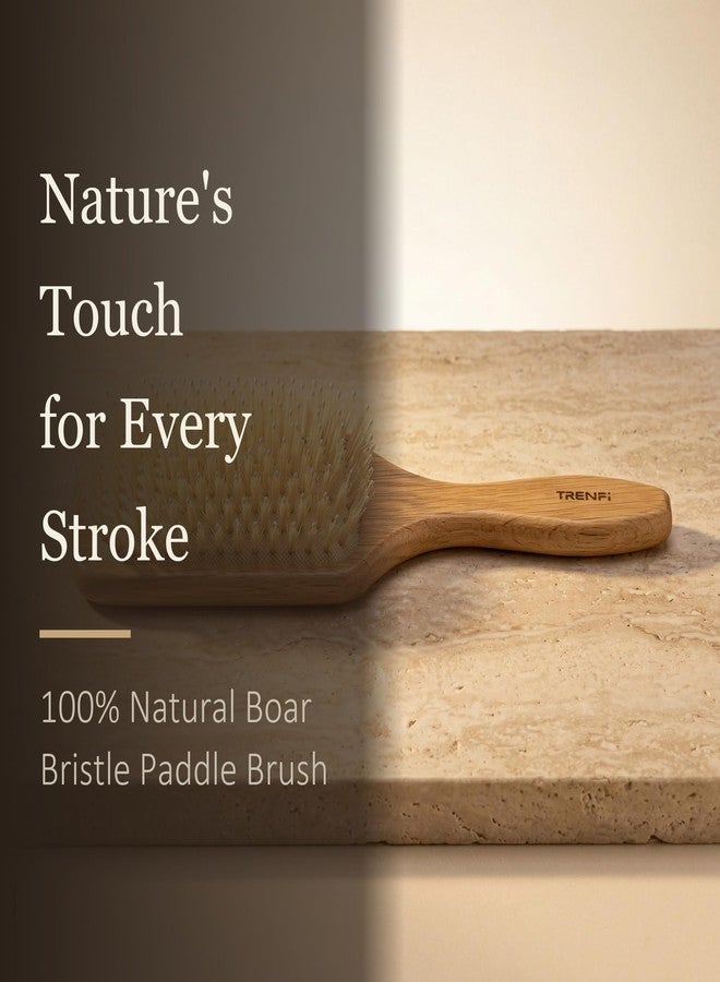 TRENFI Boar and Nylon Bristle Paddle Hair Brush Red Oak - Image 2