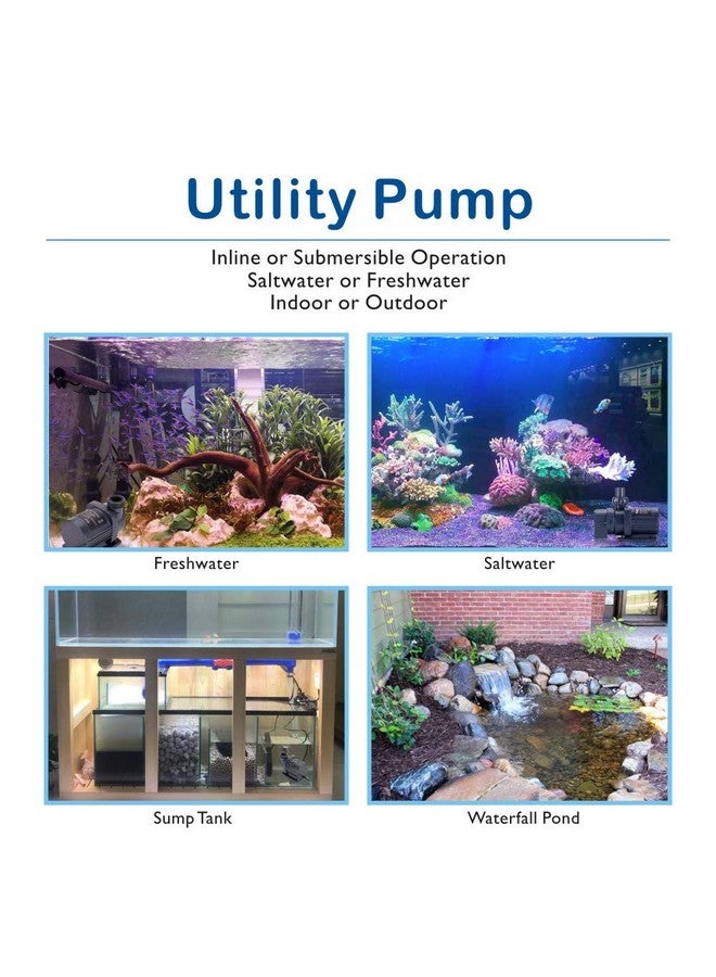هايغر مضخة مياه هيغر 24 فولت تيار مستمر، مضخة مياه مالحة مدمجة/غاطسة مع وحدة تحكم بشاشة LCD، مضخة إرجاع 1350 جالون في الساعة لحوض الشعاب المرجانية - Image 5