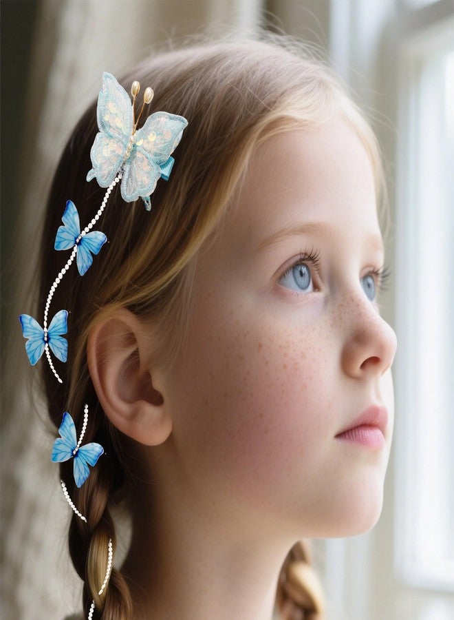 HLTOO 6PCS Butterfly Hair Tassel Clips, Mesh Hair Barrettes with Long Pearl Tassels, Cute Hair Accessories for Women and Girls (Pink, Purple, and Blue) - Image 5