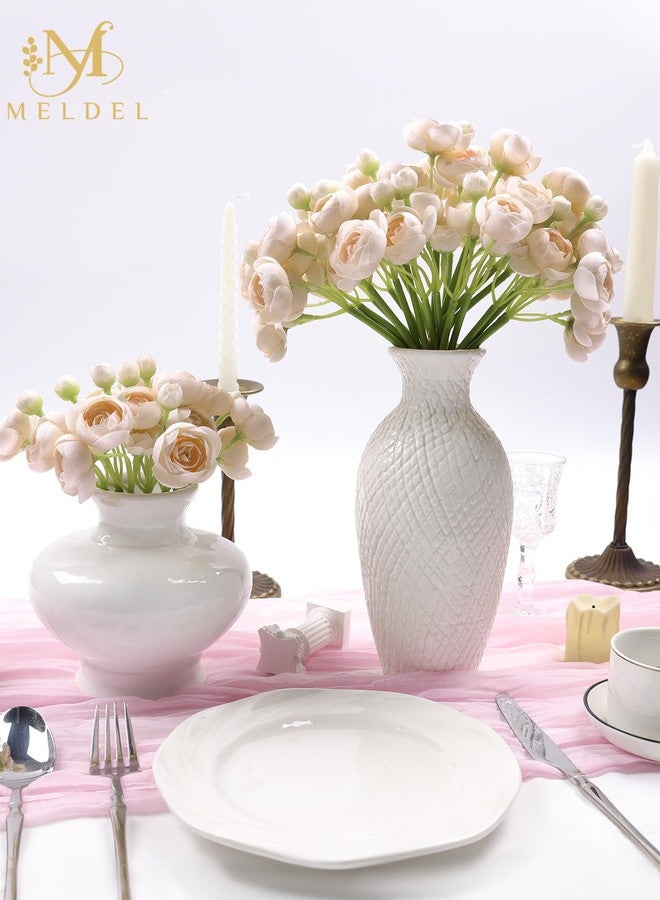 Meldel 32Pcs Ranunculus Artificial Flower, Faux Light Champagne Ranunculus Flowers for DIY Bouquet, Bulk Fake Peony Wedding Filler Flowers for Centerpieces Arrangements Bridal Shower Decorations - Image 2
