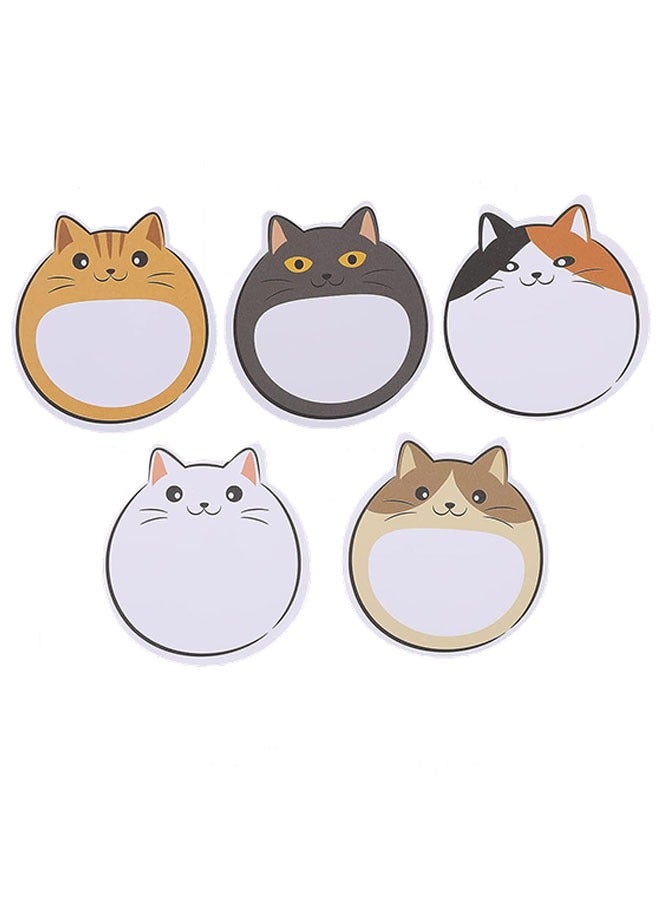 5Pcs Lovely Cat Sticky Notes Kawaii Animal Self Stick Notes Cartoon Cat Self Stick Memo Pads Cute Shapes Markers Flags for Students Home Office Tab Supplies Total 150 Sheets - Image 1