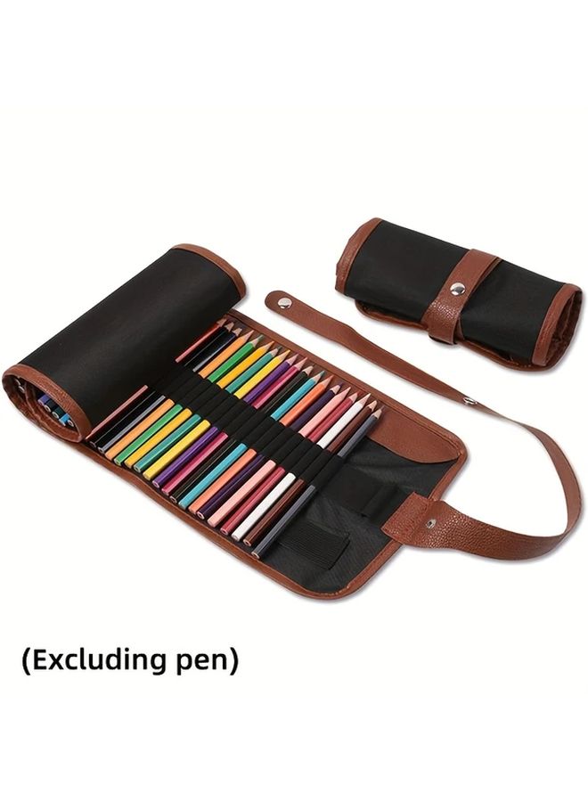 24 Hole Pencil Roll Organizer Durable Portable Pencil Case With Multiple Compartments - Image 1