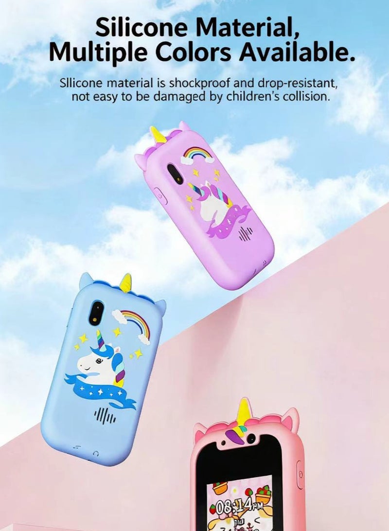 TNGames Unicorn Kids Smartphone Toy for Boys & Girls Aged 3-8 | Early Education Learning Toy | Dual Camera + 64GB Expandable Storage | Puzzles/MP3 Music/Games | 2-Year Warranty Birthday Gift-Blue - Image 2