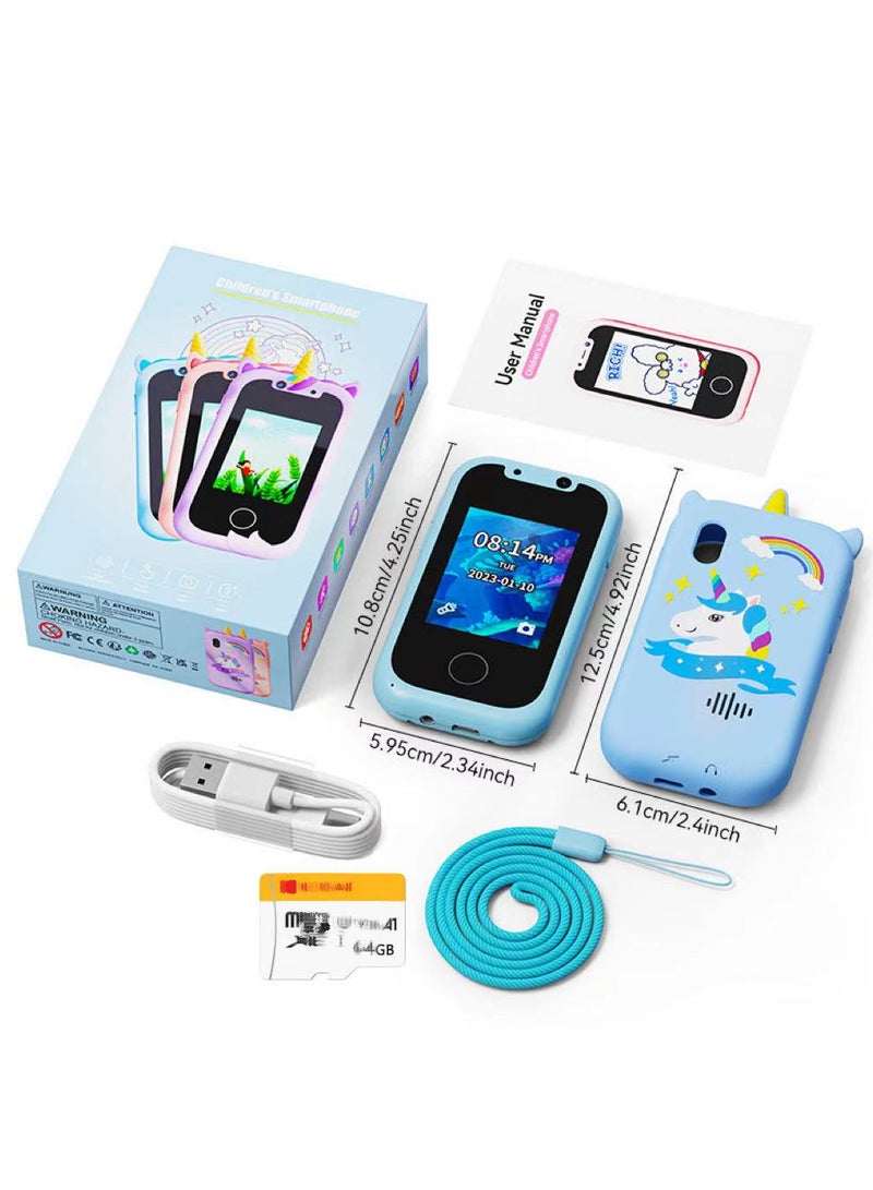 TNGames Unicorn Kids Smartphone Toy for Boys & Girls Aged 3-8 | Early Education Learning Toy | Dual Camera + 64GB Expandable Storage | Puzzles/MP3 Music/Games | 2-Year Warranty Birthday Gift-Blue - Image 4