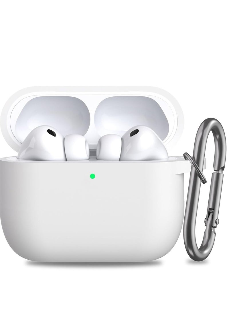 Denx Silicone Protective Case Cover for AirPods Pro 3 , Keychain for Women Men,Suitable for 3nd Generation Case（White）