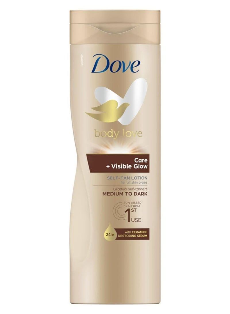 Dove Body Love Visible Glow Gradual Self Tan Body Lotion light to Medium 400ml - Image 1