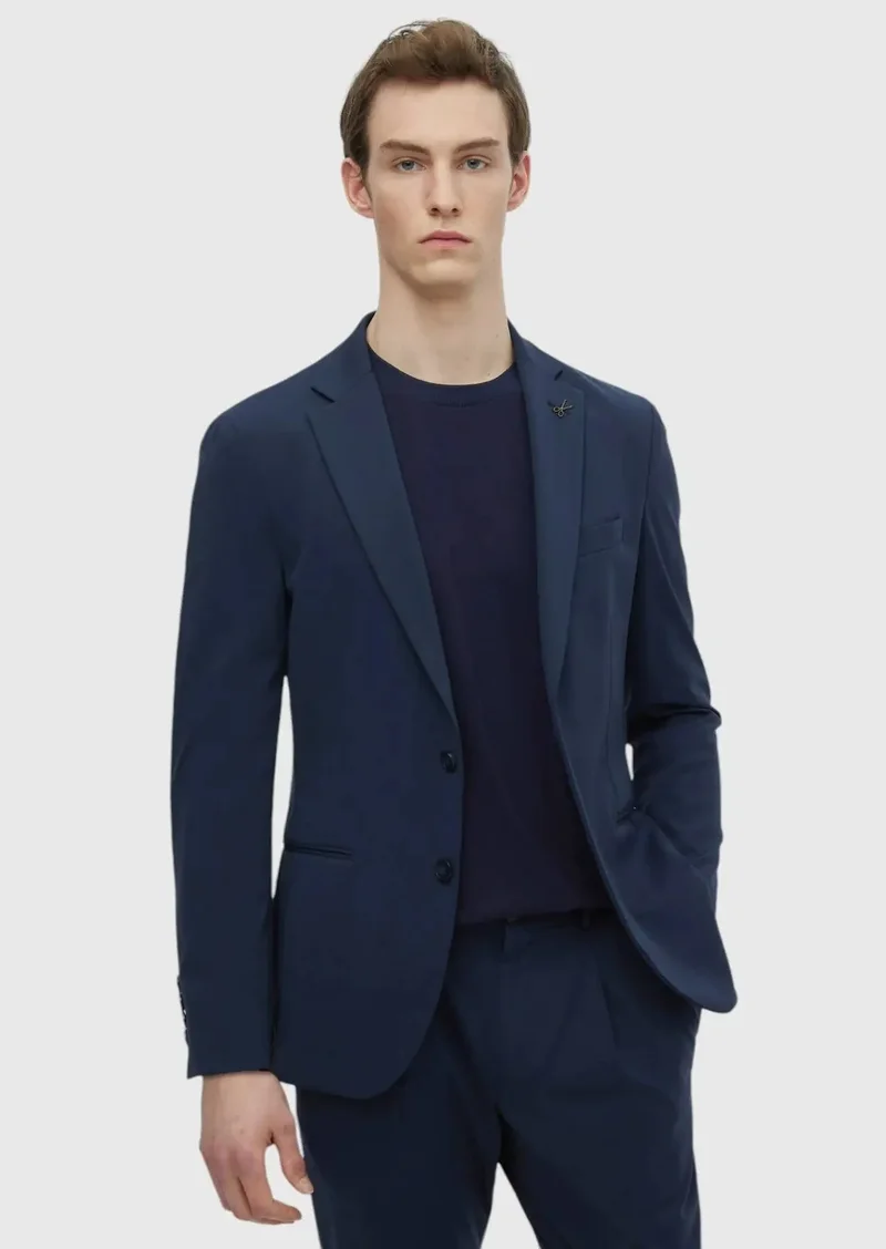 RAMSEY Navy Blue Plain Comfort Fit Suit
