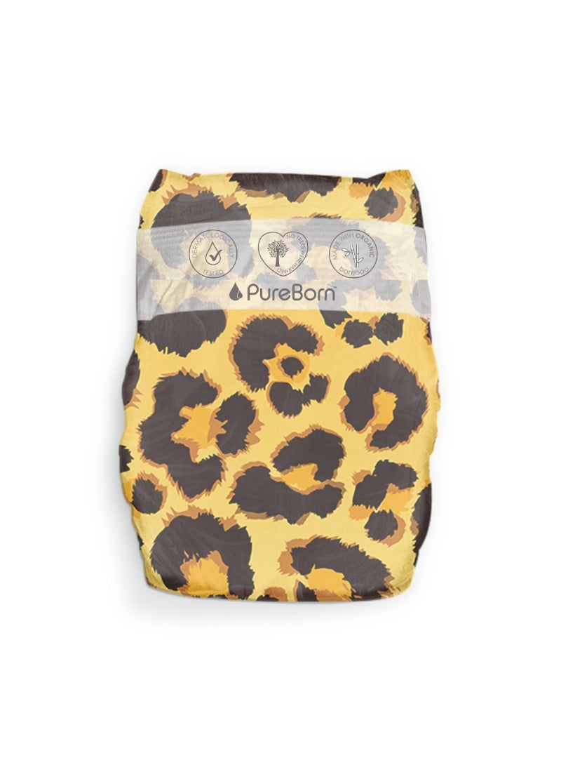 PureBorn Organic Baby Tape Style Diapers Size-4 7-12 kg Leopard Print 24 Diapers - Image 3