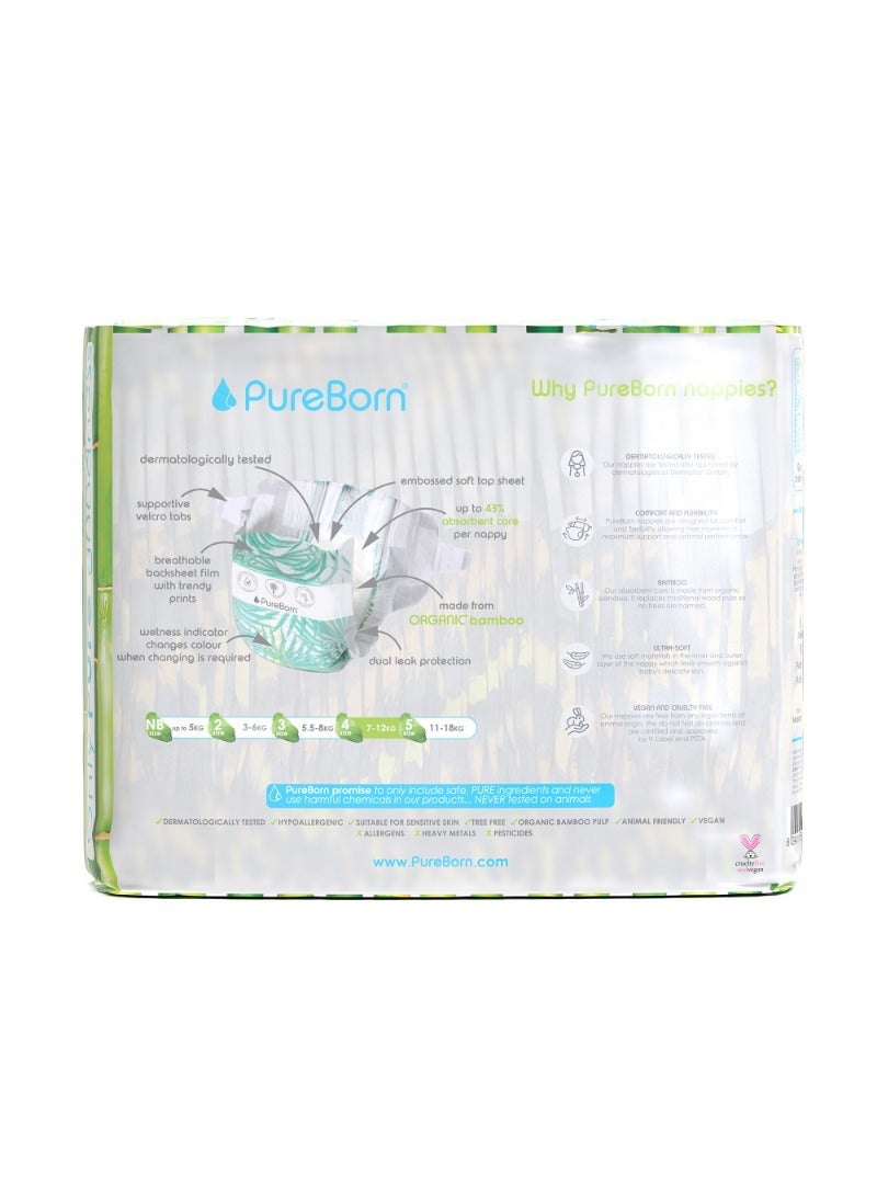 PureBorn Organic Baby Tape Style Diapers Size-4 7-12 kg Leopard Print 24 Diapers - Image 2