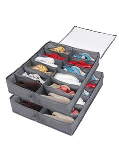 Bukela Under Bed Storage Bag Storage Bag, Set of 2 with Lid, Zipper and Handle, Clear Folding Under Bed Shoe Storage Solution, Can Store 24 Pairs of Shoes in Total  - Image 1