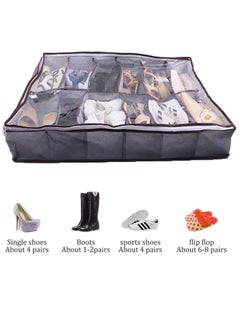 Bukela Under Bed Storage Bag Storage Bag, Set of 2 with Lid, Zipper and Handle, Clear Folding Under Bed Shoe Storage Solution, Can Store 24 Pairs of Shoes in Total  - Image 3
