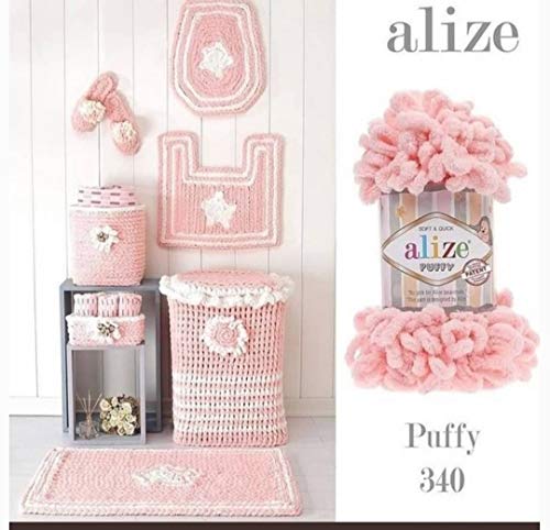 ALIZE 4 skn/Ball Alize Puffy Baby Big Loop Blanket Yarn 100% Micropolyester Soft Yarn 400gr 39.3 yds (428-Medium Grey) - Image 4