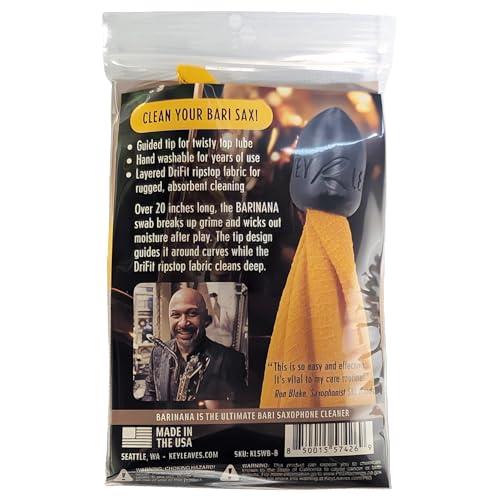 Key Leaves BARINANA™ Baritone Saxophone Cleaner Swab with DRIFIT wicking fabric, guided tip, and flex shaft for easy, fast cleaning of any bari saxophone - Image 5