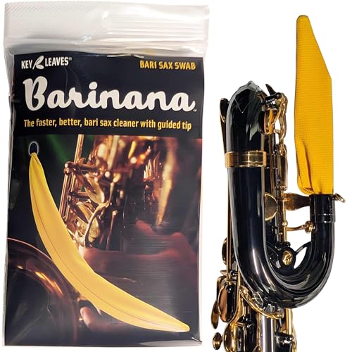 Key Leaves BARINANA™ Baritone Saxophone Cleaner Swab with DRIFIT wicking fabric, guided tip, and flex shaft for easy, fast cleaning of any bari saxophone - Image 1