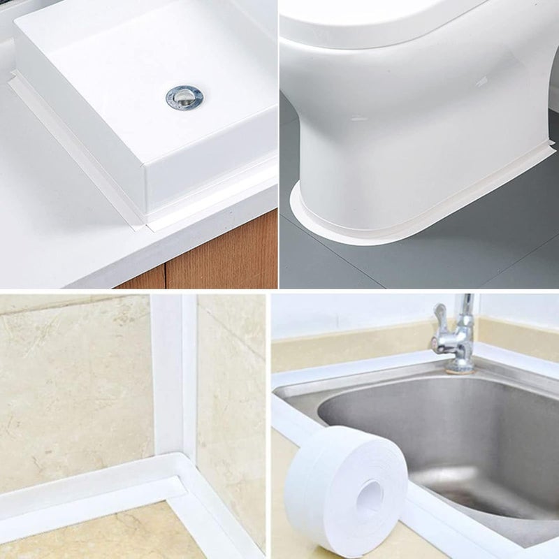 Trifecta Strip Sealant Tape, Self Adhesive Waterproof Bath Sealant Strip Sealer for Shower Kitchen Wall, Kitchen and Bathroom Seals, Shower Toilet and Wall (White, Big, Pack of 2) - Image 5