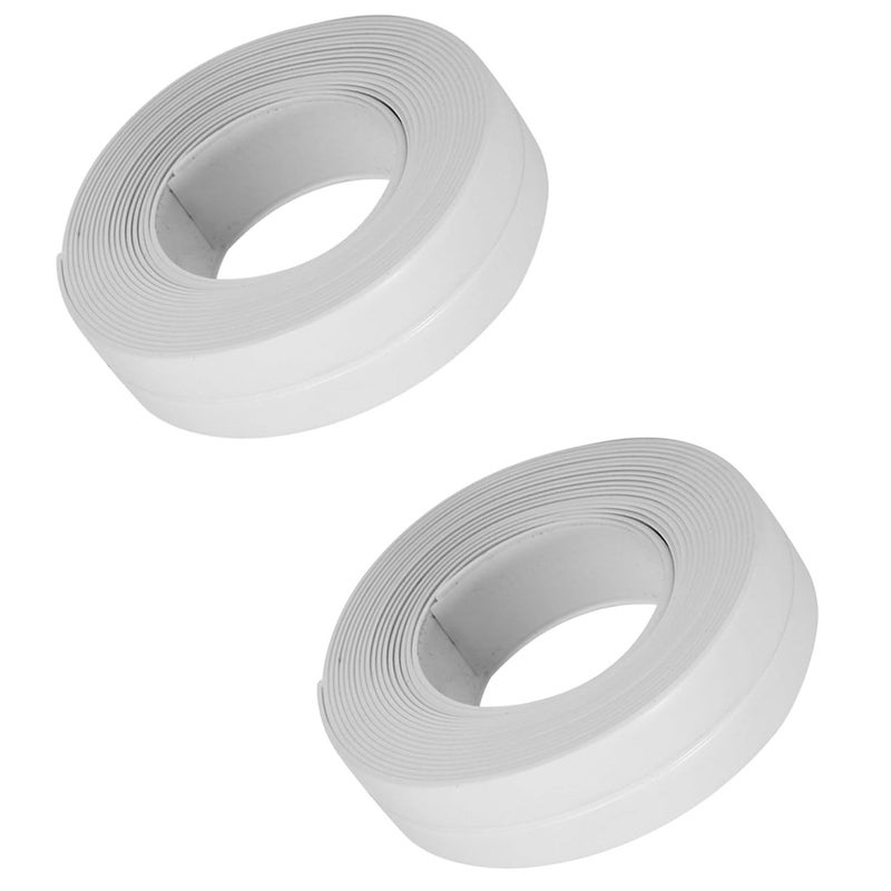 Trifecta Strip Sealant Tape, Self Adhesive Waterproof Bath Sealant Strip Sealer for Shower Kitchen Wall, Kitchen and Bathroom Seals, Shower Toilet and Wall (White, Big, Pack of 2) - Image 1