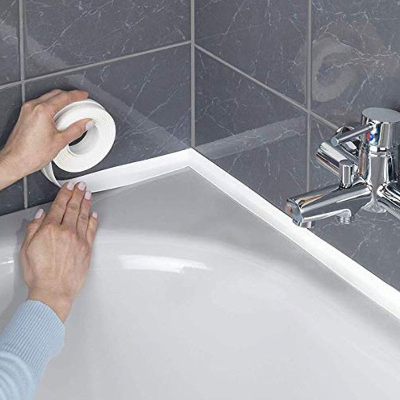 Trifecta Strip Sealant Tape, Self Adhesive Waterproof Bath Sealant Strip Sealer for Shower Kitchen Wall, Kitchen and Bathroom Seals, Shower Toilet and Wall (White, Big, Pack of 2) - Image 4