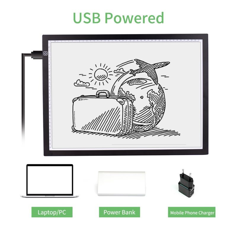 A3 Magnetic LED Light Pad Artcraft Tracing Light Box Tracer Copy Board USB Powered Brightness Dimmable for Artists Drawing Sketching Animation Designing Tattoo DIY Diamond Painting - Image 3