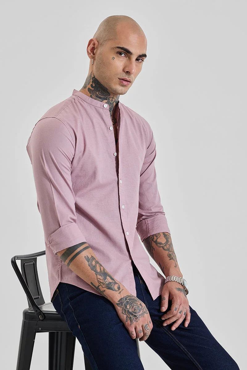 SNITCH Muted Rose Solid Long Sleeve Slim Fit Shirt