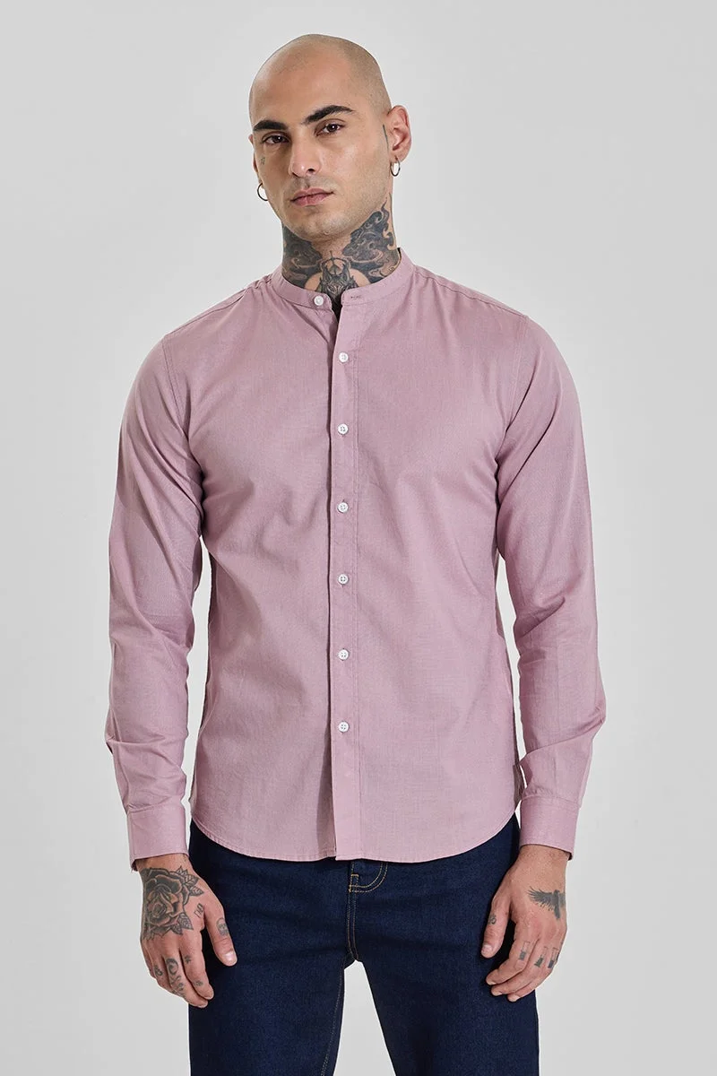 SNITCH Muted Rose Solid Long Sleeve Slim Fit Shirt