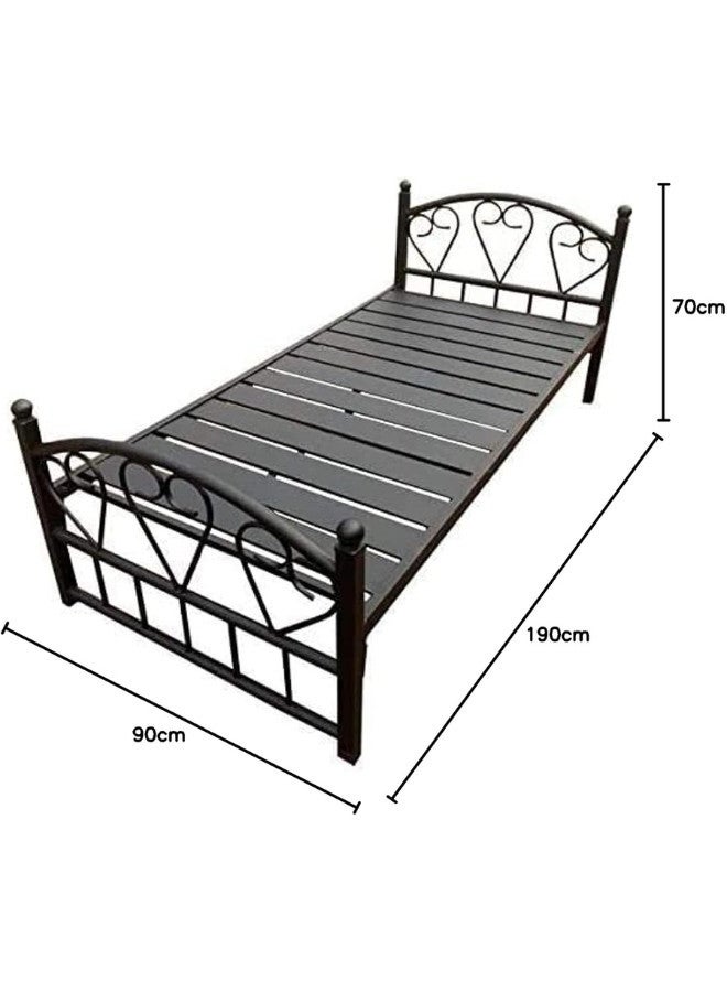 ALWASIT HOME Heavy Duty Round Steel Bed Black Color Single Size - L190 x W90 x H75 Cm - Model-LK-3  - Image 2