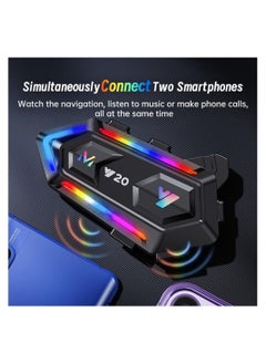 Generic Bluetooth Motorcycle Helmet Headset with RGB Lights, Dual Noise Cancellation, Strong Bass, IPX6 Waterproof Speakers, Compatible with All Helmet Types.  - Image 4