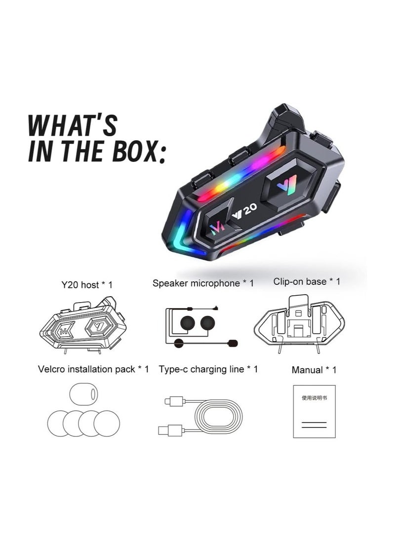 Generic - Bluetooth Motorcycle Helmet Headset with RGB Lights, Dual Noise Cancellation, Strong Bass, IPX6 Waterproof Speakers, Compatible with All Helmet Types. - Image 1