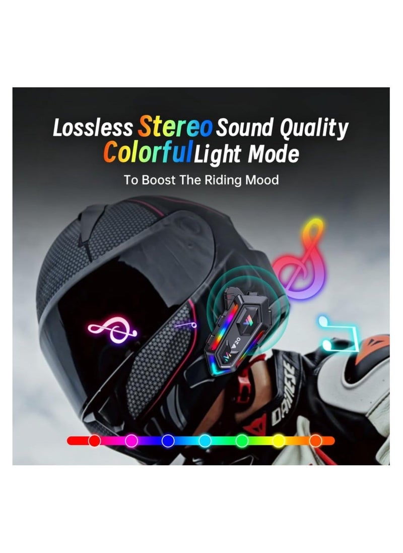 Generic - Bluetooth Motorcycle Helmet Headset with RGB Lights, Dual Noise Cancellation, Strong Bass, IPX6 Waterproof Speakers, Compatible with All Helmet Types. - Image 1