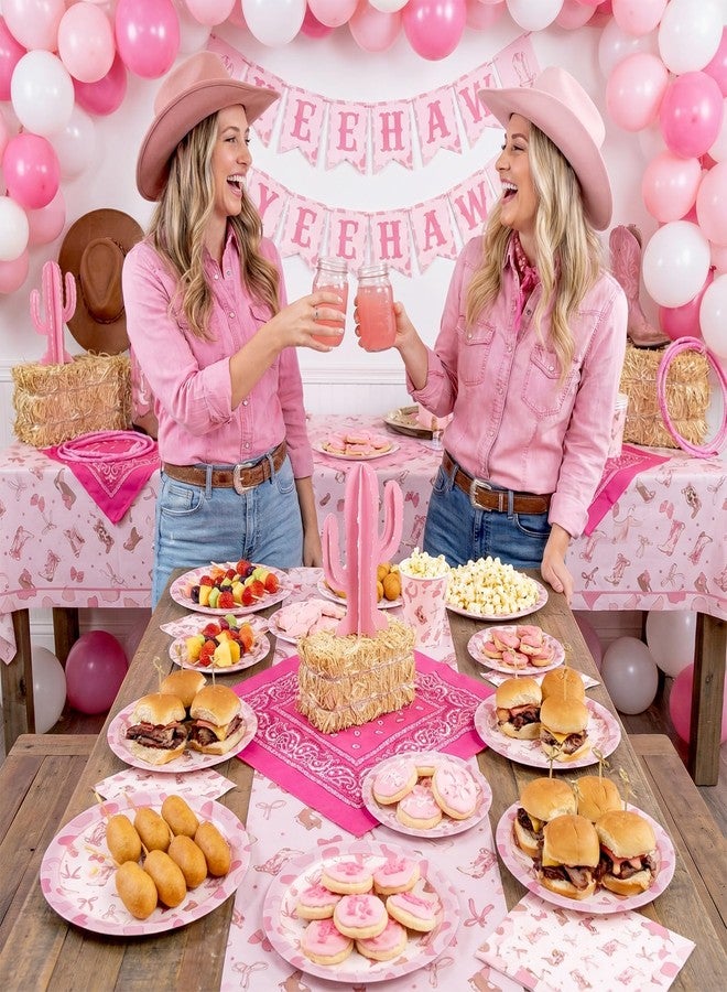 Suclain 100 Pcs Western Cowgirl Party Plates Decorations Coquette Bow Birthday Paper Plates Disposable Bachelorette Dinner Tableware Set for Western Themed Wedding Birthday Baby Shower Serve 50 Guests - Image 4