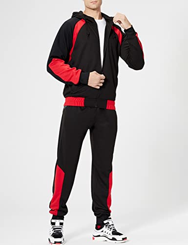 DUOFIER Men's Casual 2 Pieces Athletic Full Zip Sports Sets Jacket & Pants Active Sweat Tracksuit Set, Black-2XL - Image 5