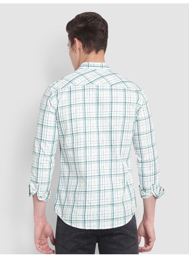 Beyoung Long Sleeve Teal Green Checked Shirts for Men  - Image 2